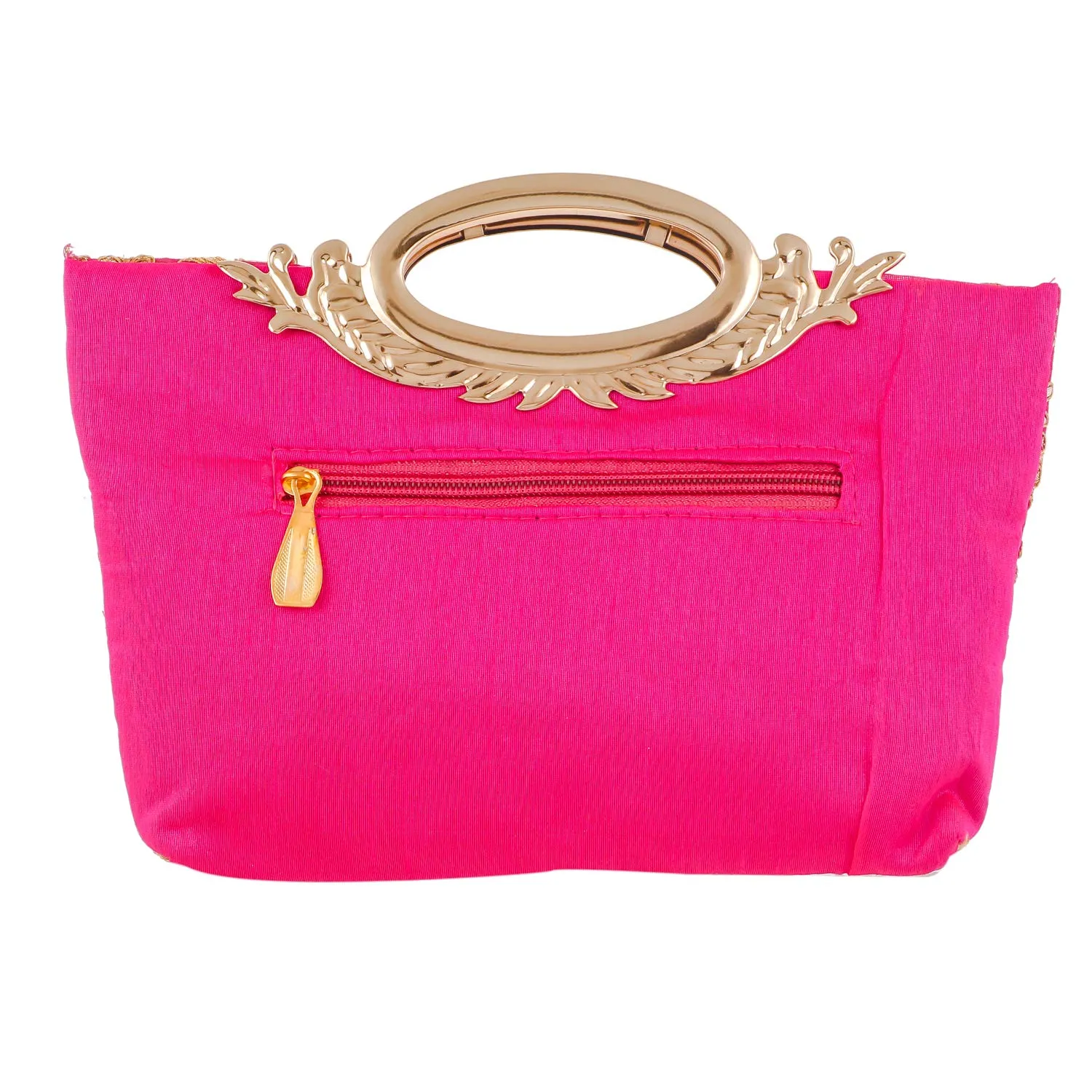 Kuber Industries Embroidered Silk Clutch Ladies Handbag (Pink) - CTKTC42085