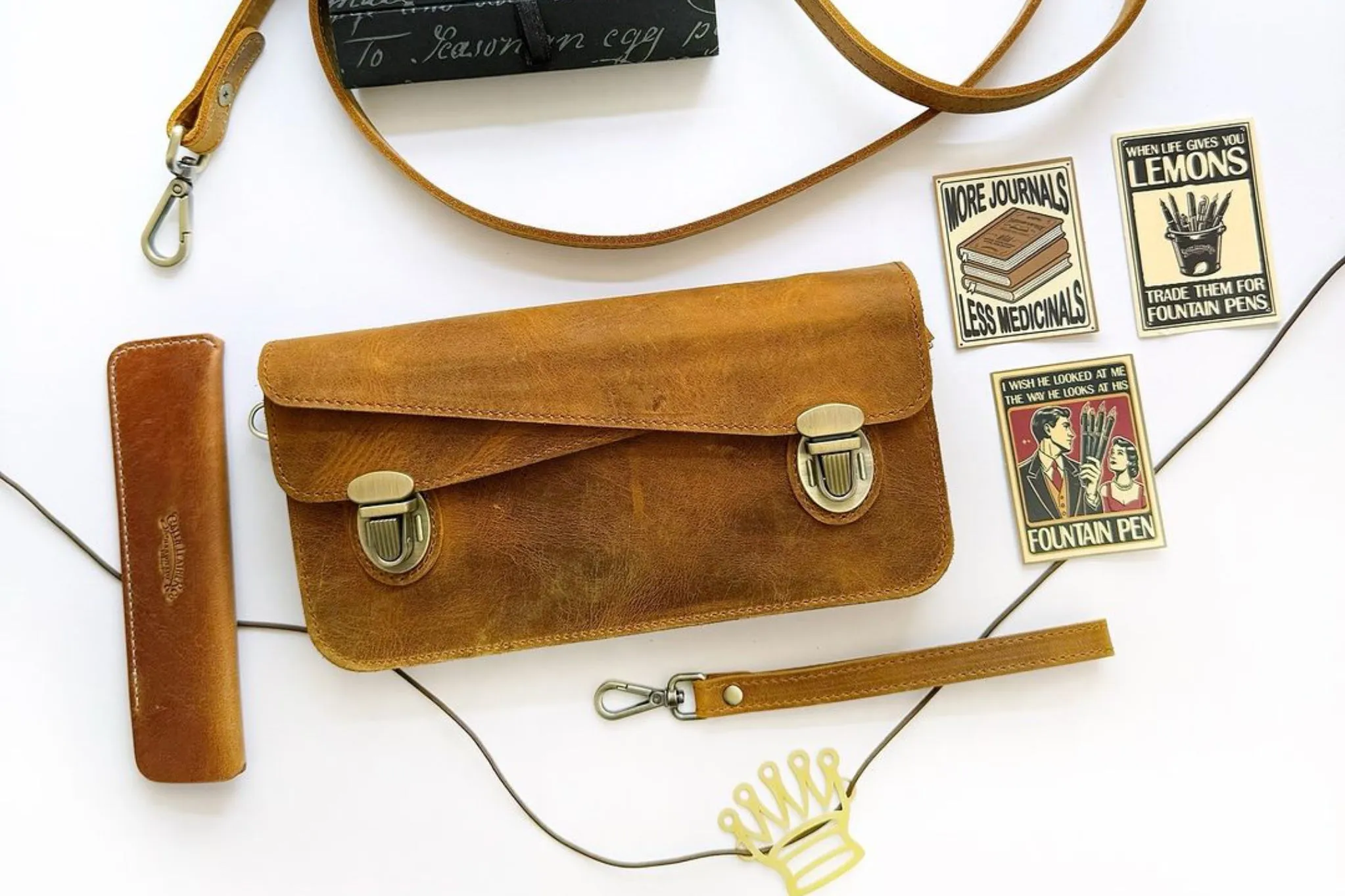 Leather Accordion Pouch / Bag - C.H. Brown