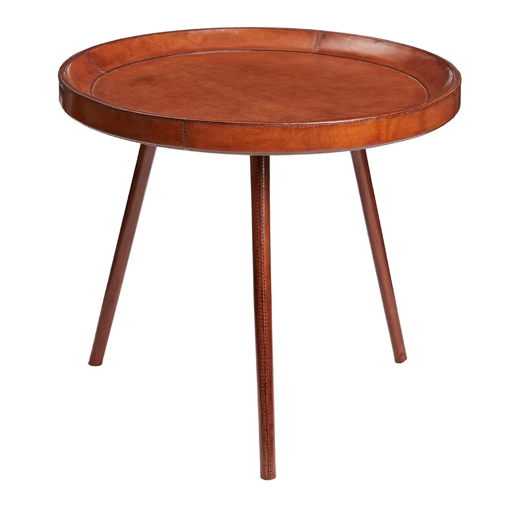 Leather Round Tripod Table