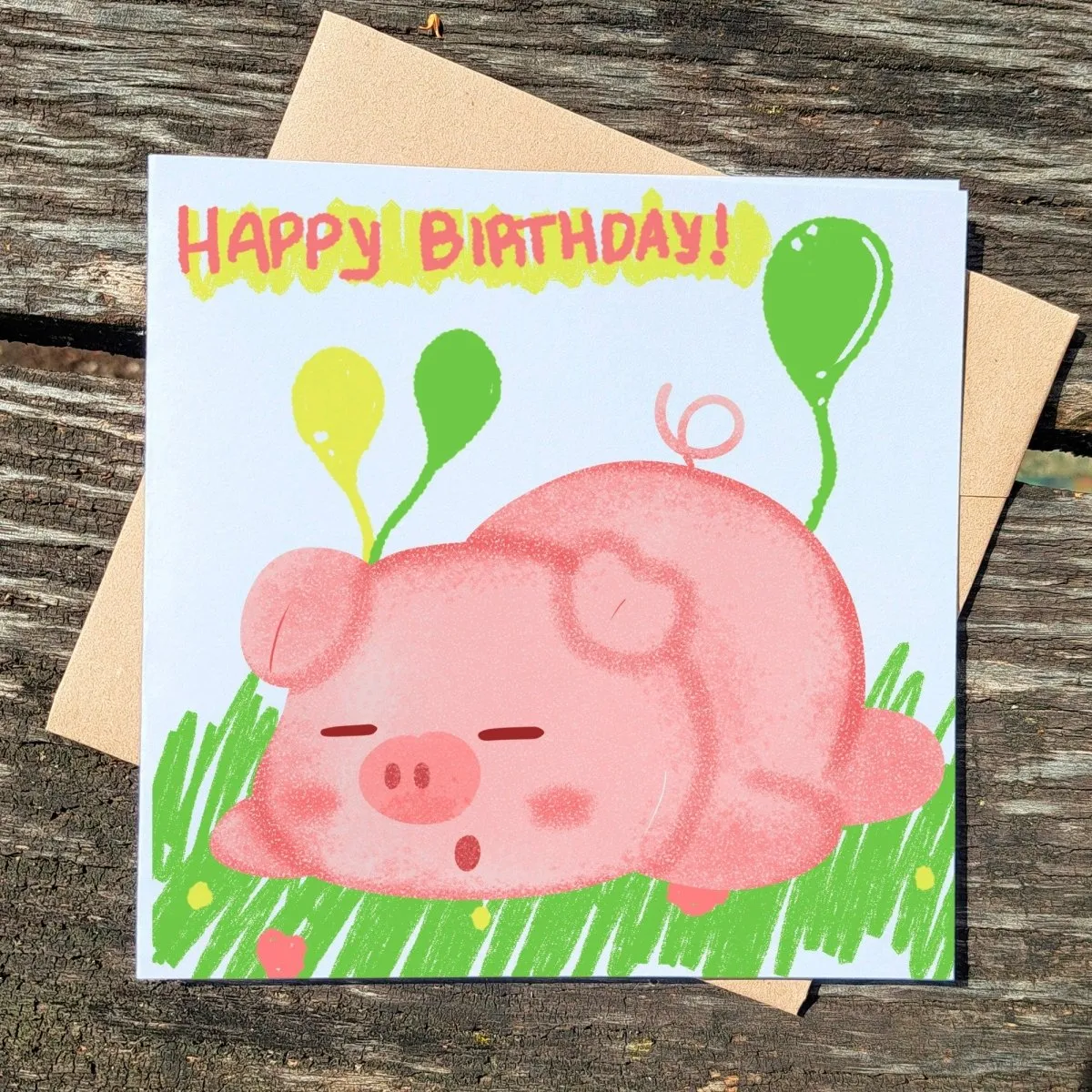 Little Pig Birthday Card, Cute Girls Greeting, Adorable Animal Birthday Wishes, Girl&#39;s Celebration Card, Gift Idea Daughter Niece Nephew