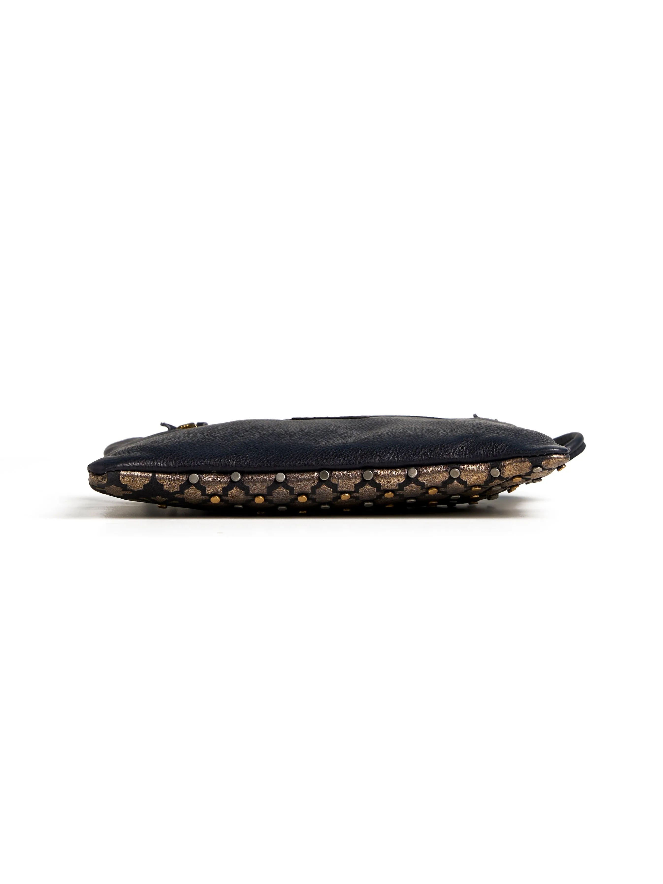 LUMINOSA: Black Real Leather Clutch By Art N Vintage