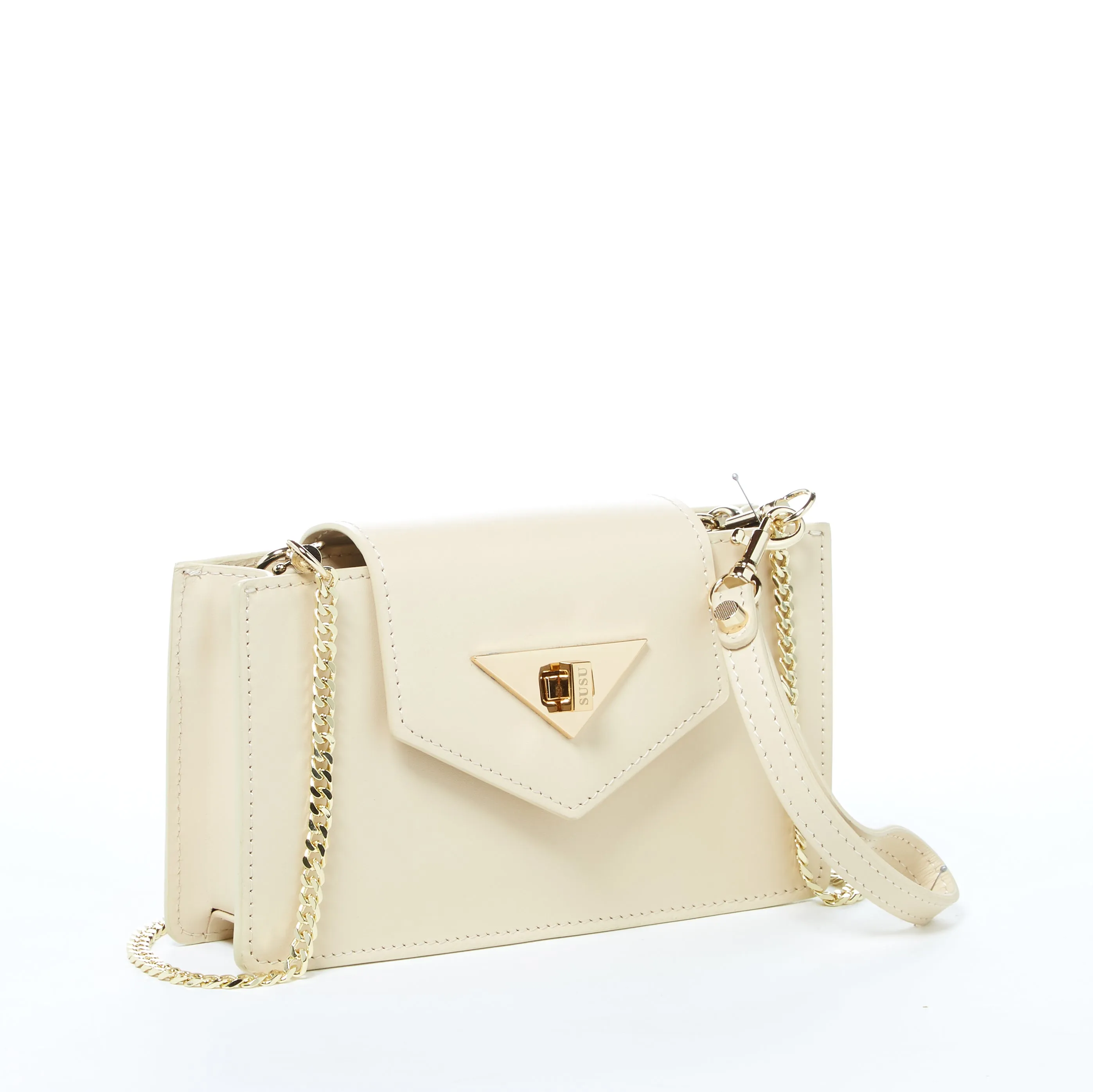 Mary Off White Mini Crossbody Bag Leather Wristlet