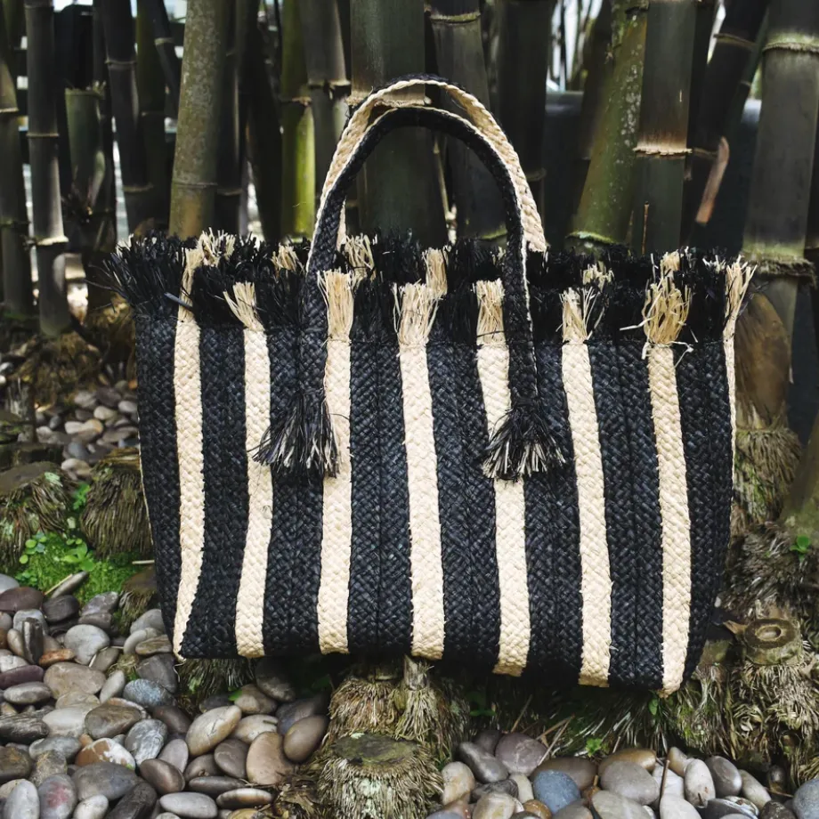 Milia Raffia Stripe Bag in XL