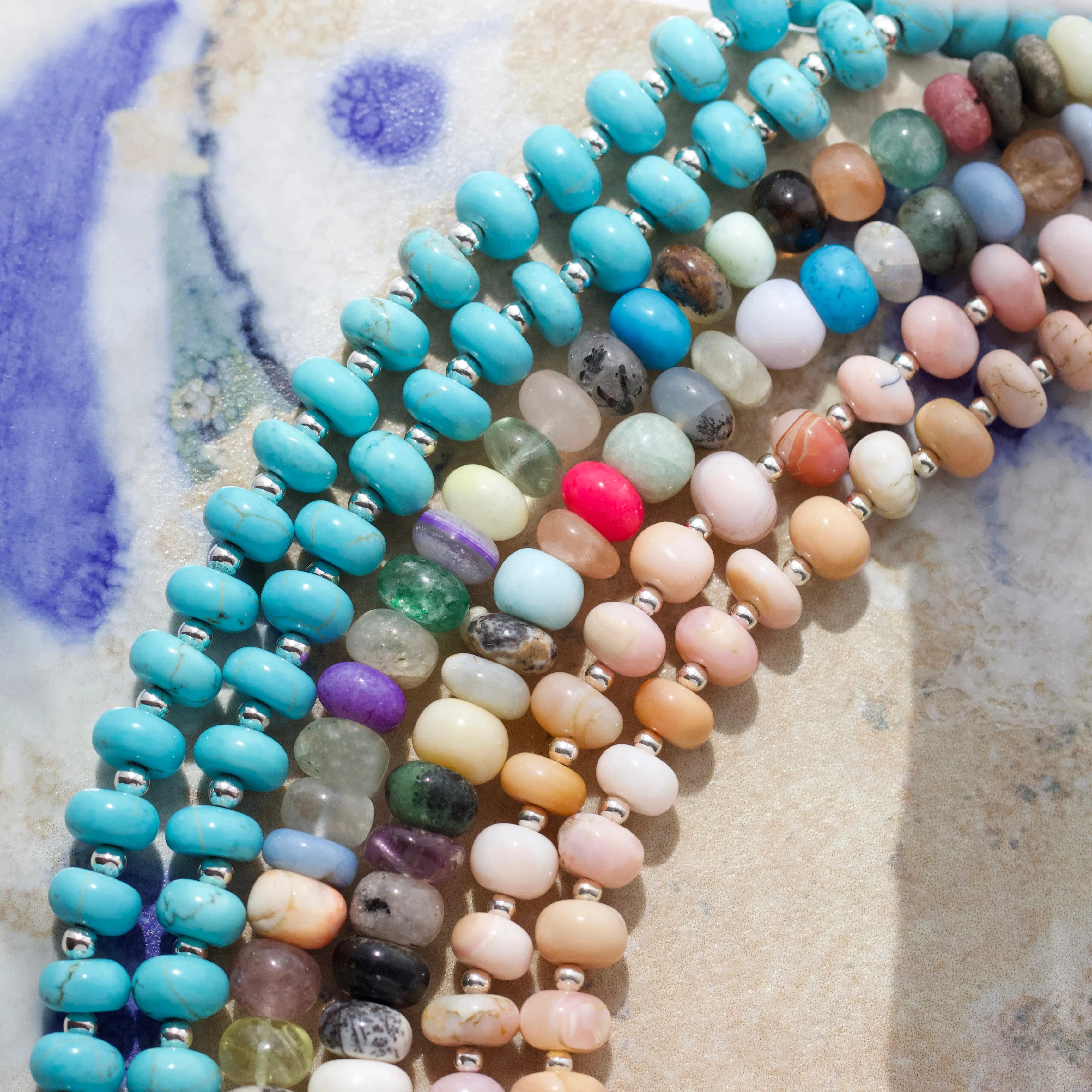 Mixed Agate Multi Coloured Beaded Necklace