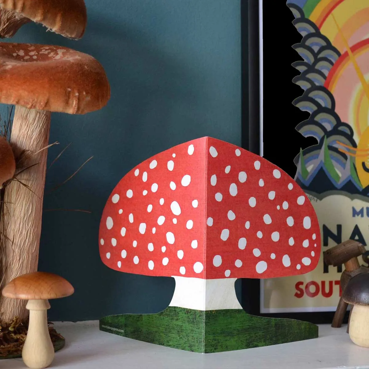 Mortlake Papers Red Cap Mushroom Shaped Greeting Card