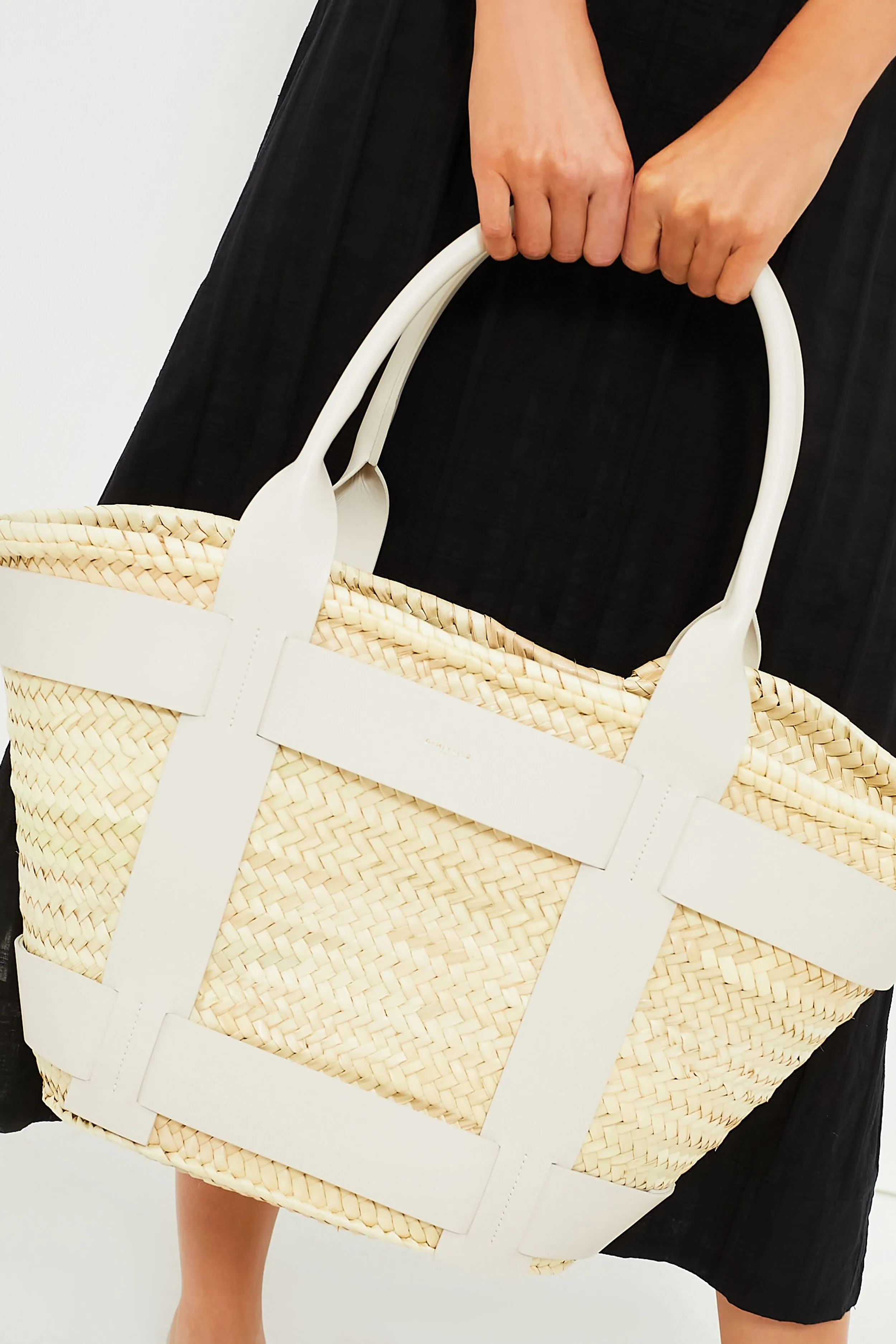 Off White Raffia Maxi Santorini Bag