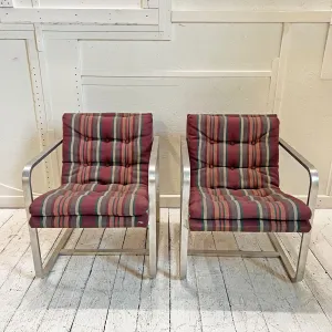 Pair of Brushed Aluminum Armchairs