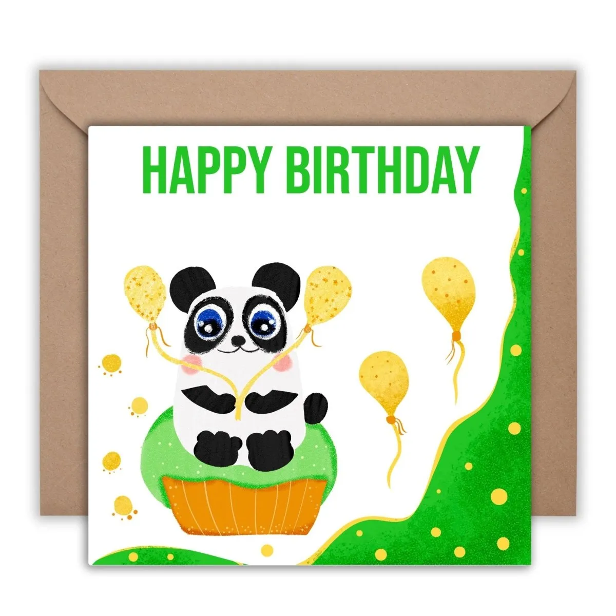 Panda Birthday Card, Cute Personalised Custom, Painting Animals, Blank Card, Set Card, Pet Greeting Card, Panda Happy Birthday Card