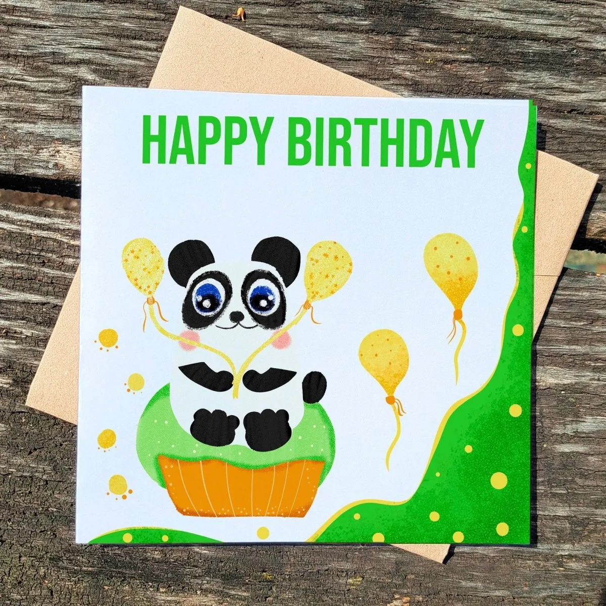 Panda Birthday Card, Cute Personalised Custom, Painting Animals, Blank Card, Set Card, Pet Greeting Card, Panda Happy Birthday Card