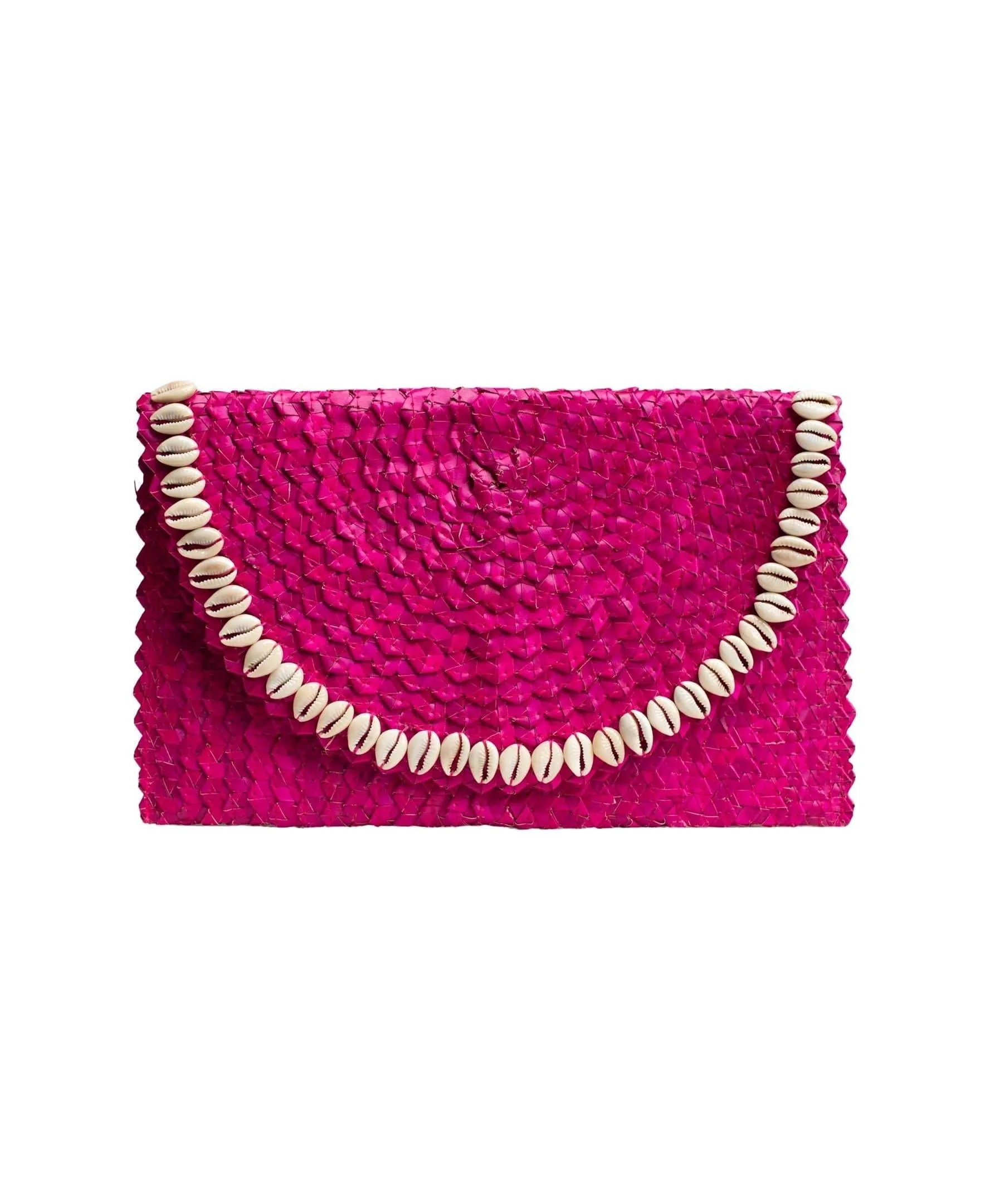 Pandegelang Raffia Seashell Clutch