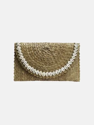 Pandegelang Raffia Seashell Clutch