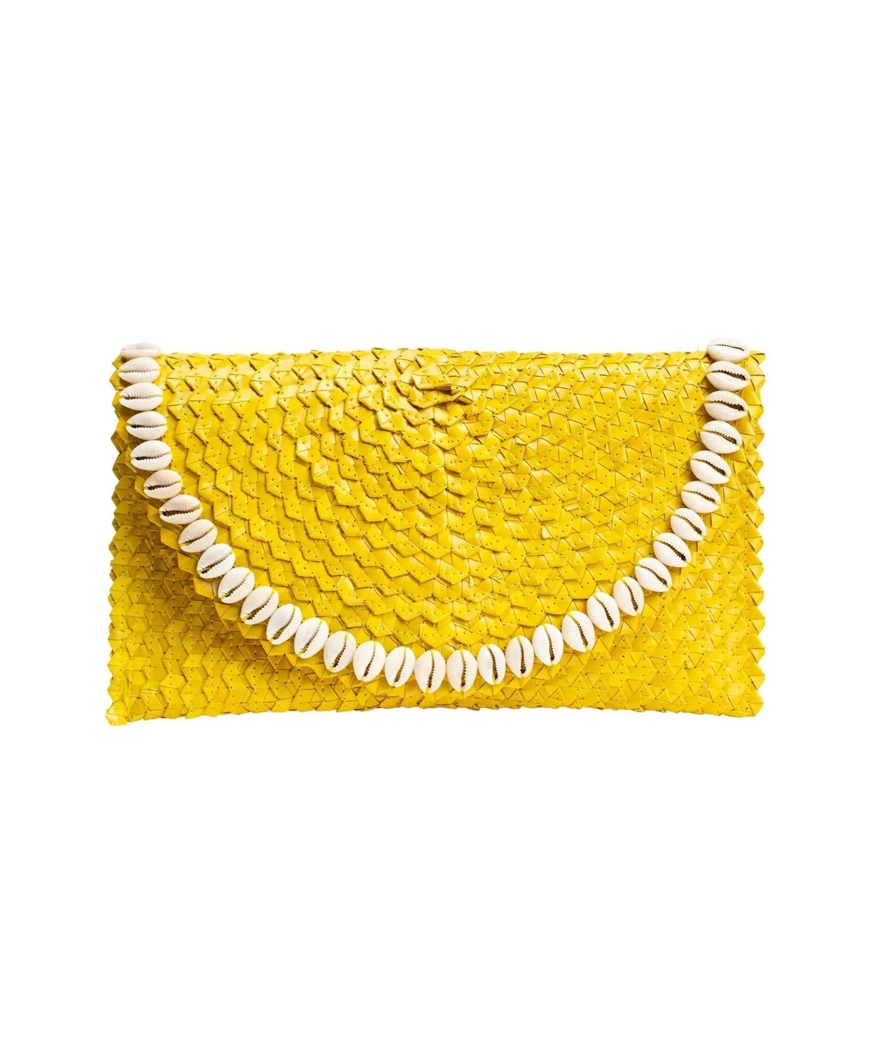 Pandegelang Raffia Seashell Clutch