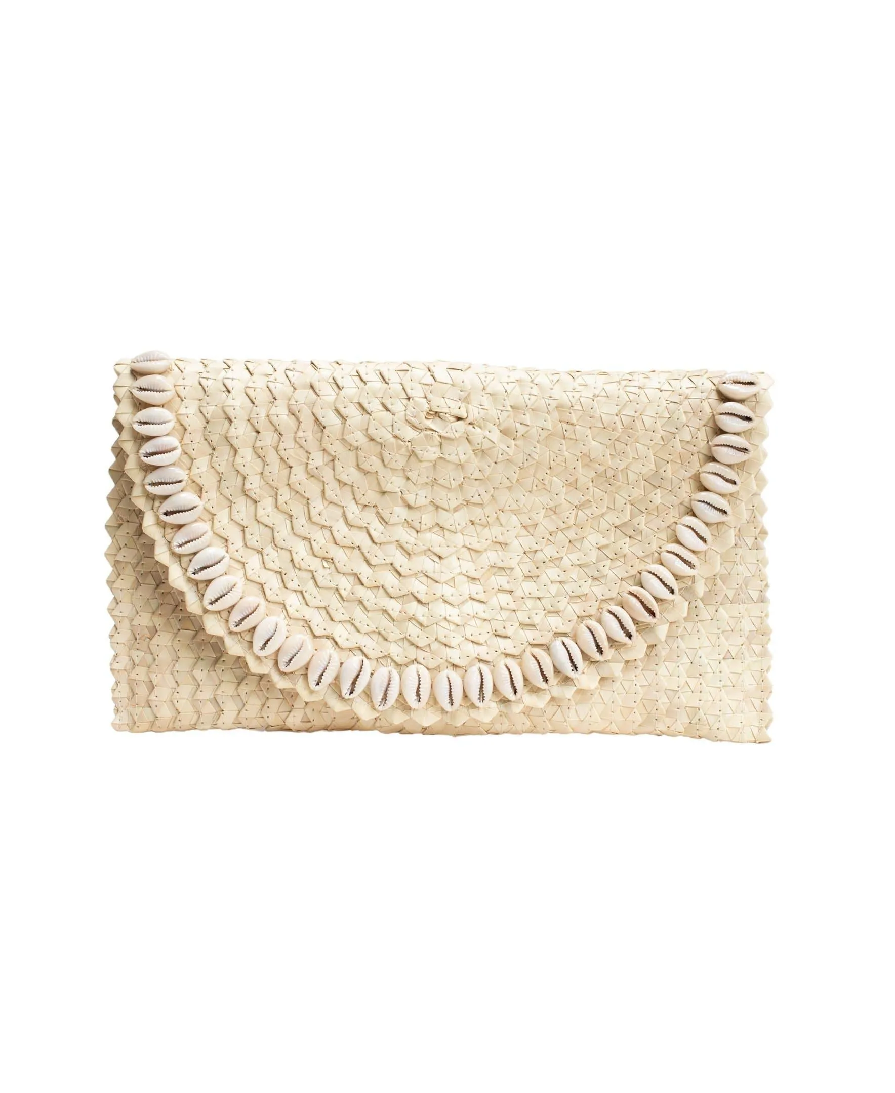 Pandegelang Raffia Seashell Clutch