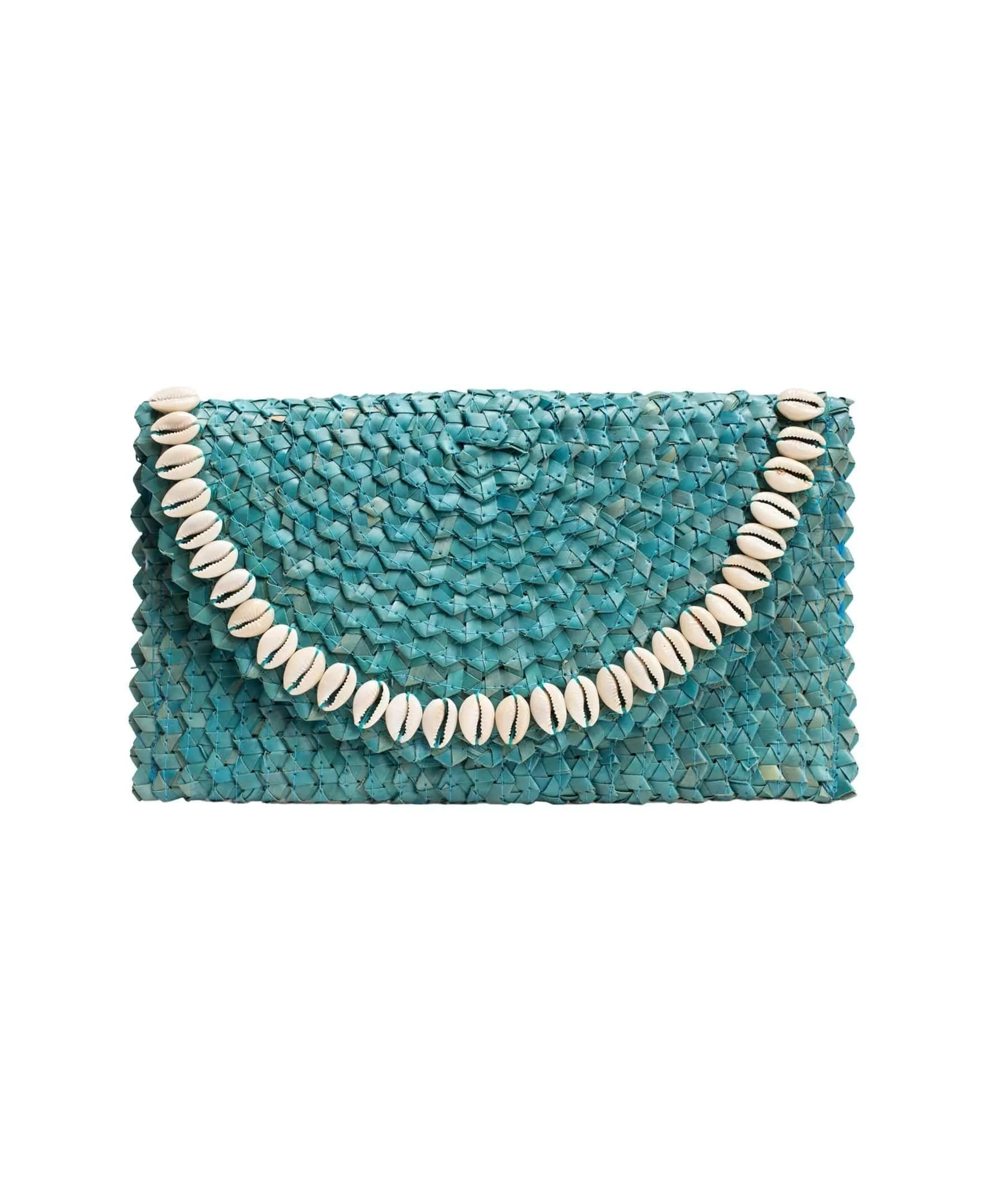 Pandegelang Raffia Seashell Clutch