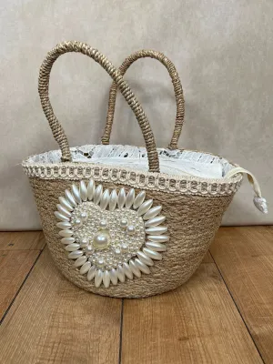 Pearl Heart Basket Bag