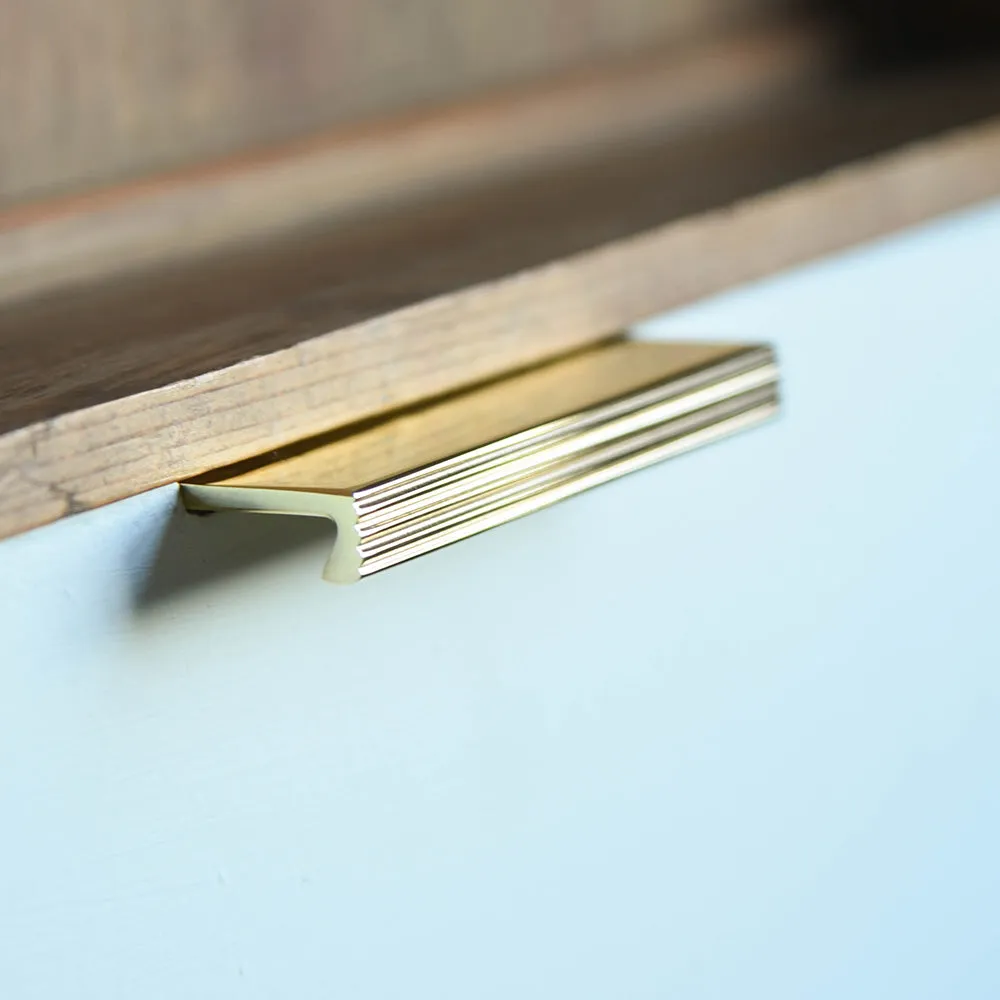 Polished Brass Reeded Edge Pull Handle