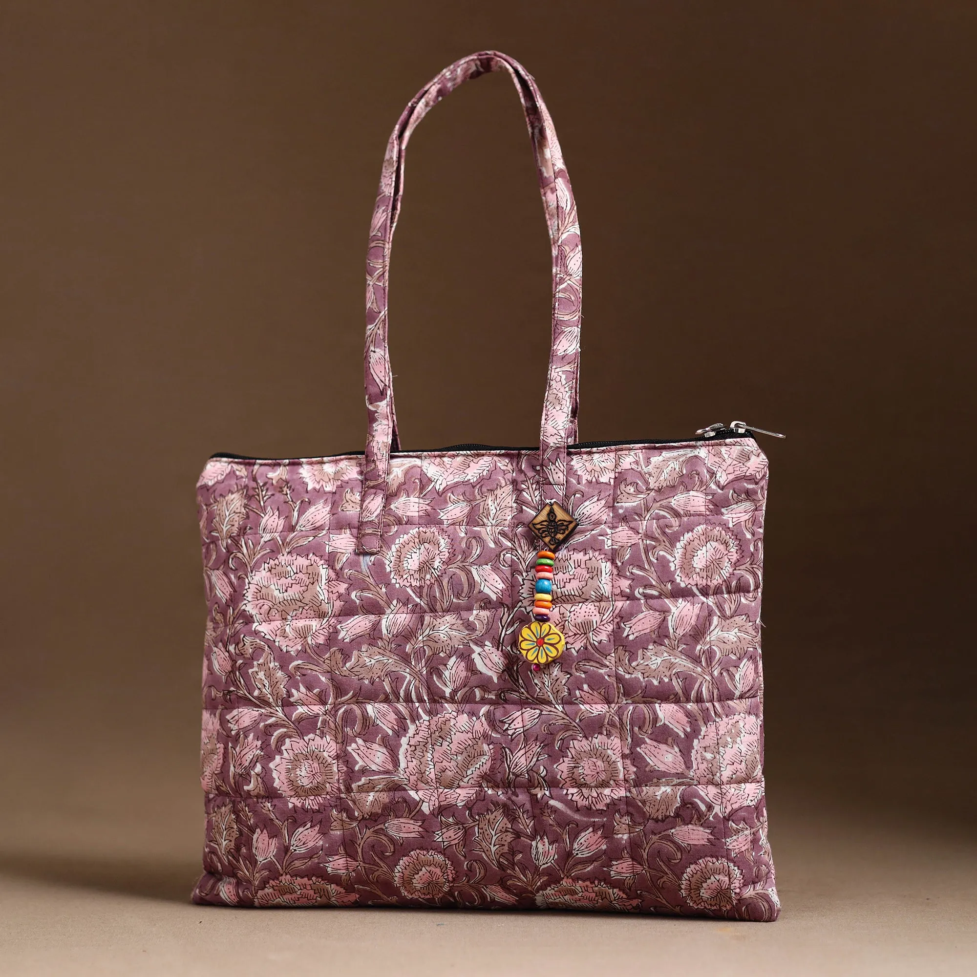 Purple - Handcrafted Quilted Cotton Hand Bag  35