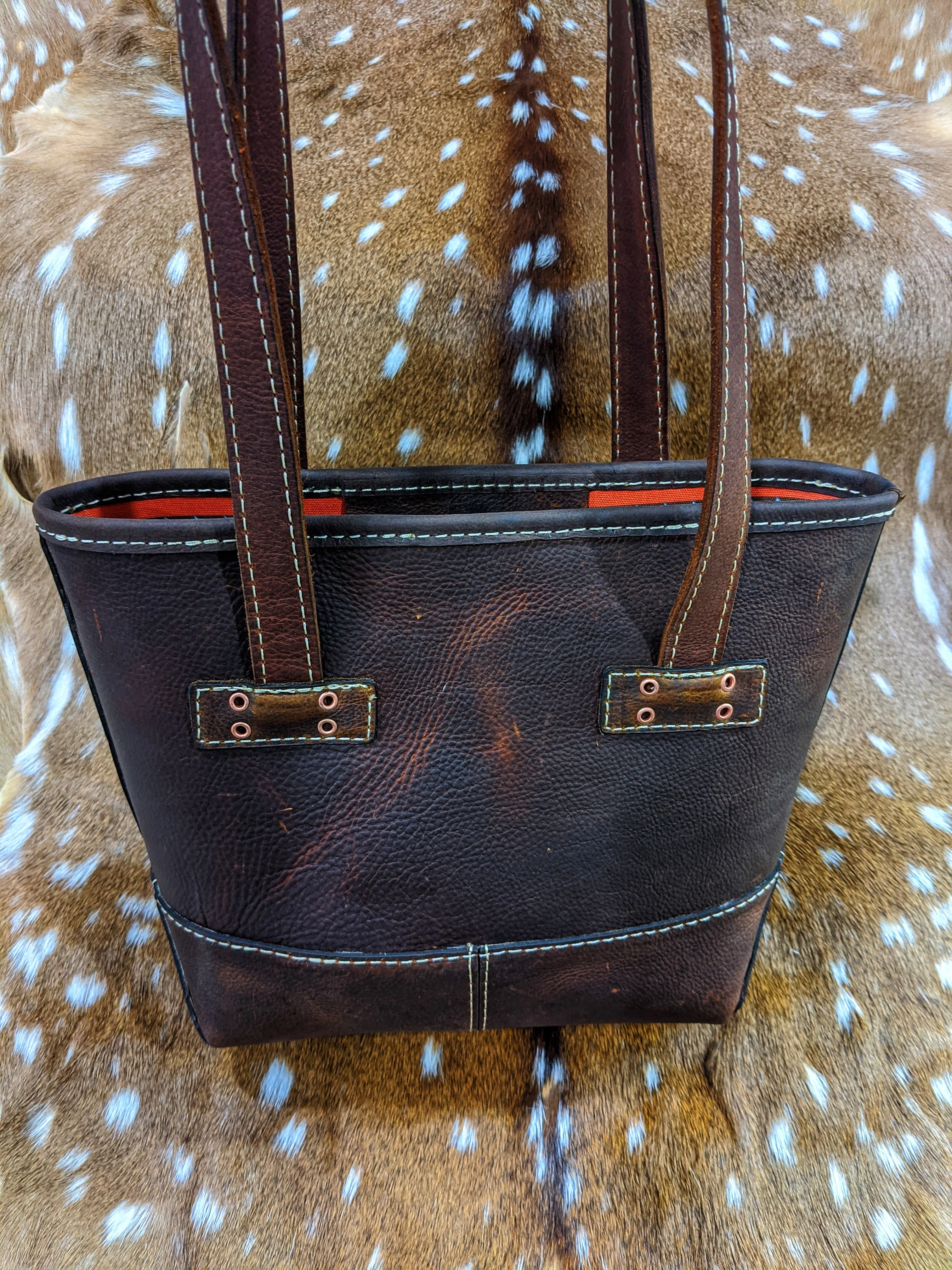 "Kristi Arizona Aztec" Handmade Brown Leather Shoulder Handbag