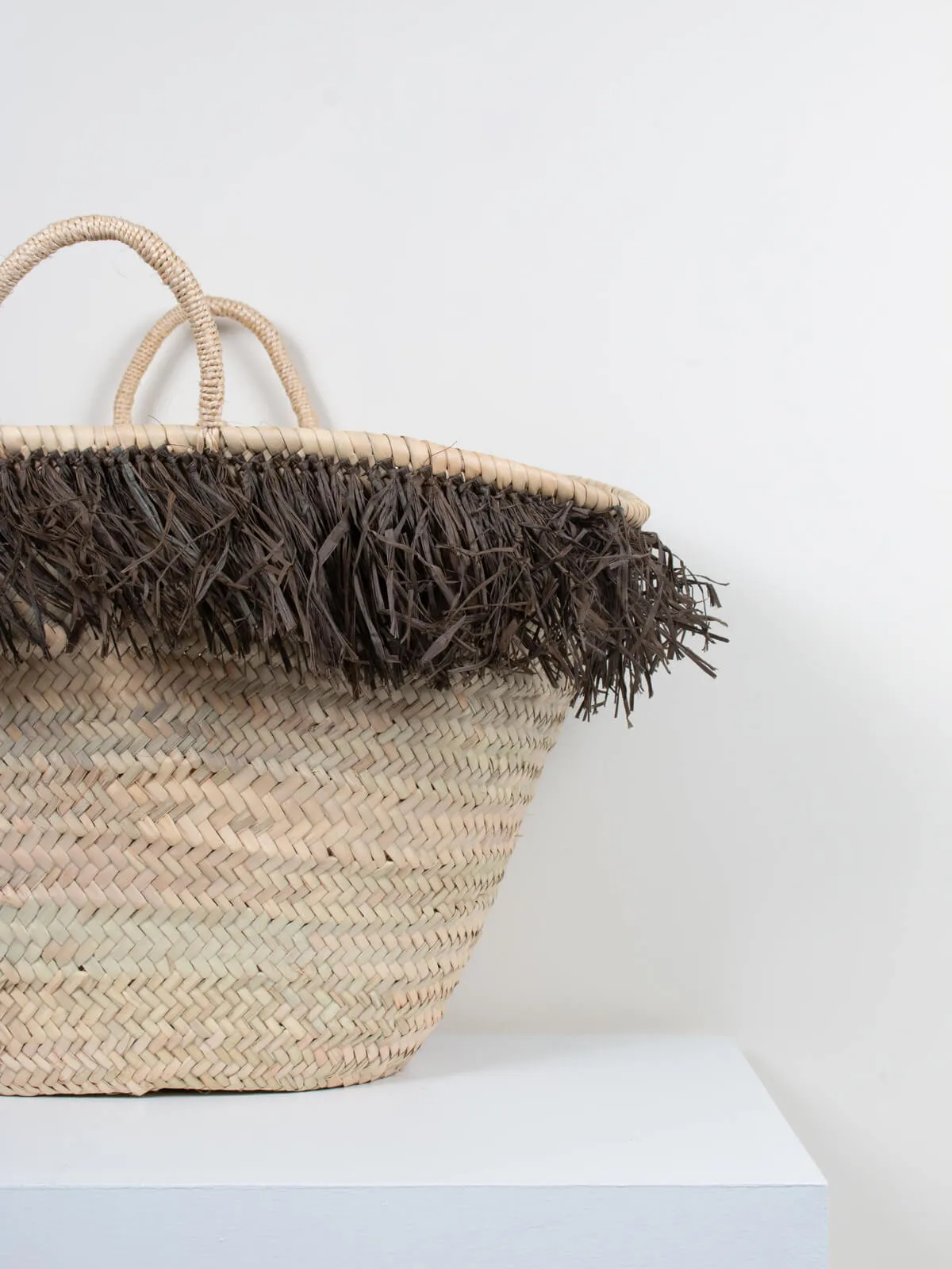 Raffia Tassel Basket, Moss