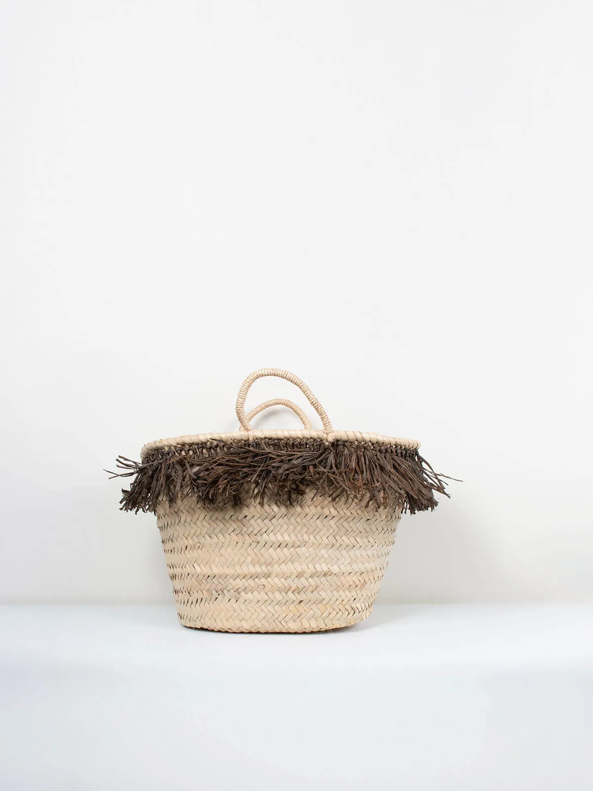 Raffia Tassel Basket, Moss