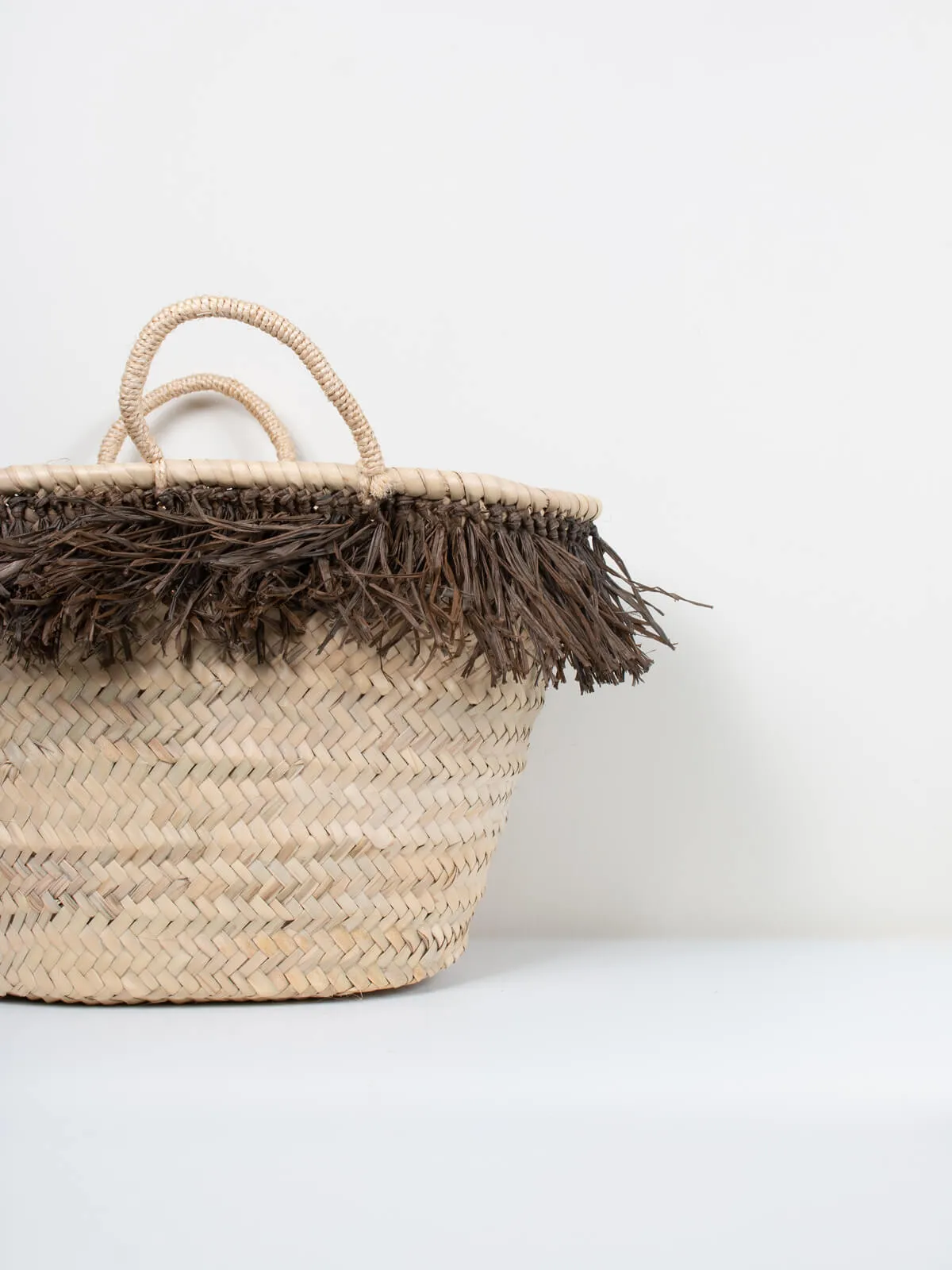 Raffia Tassel Basket, Moss