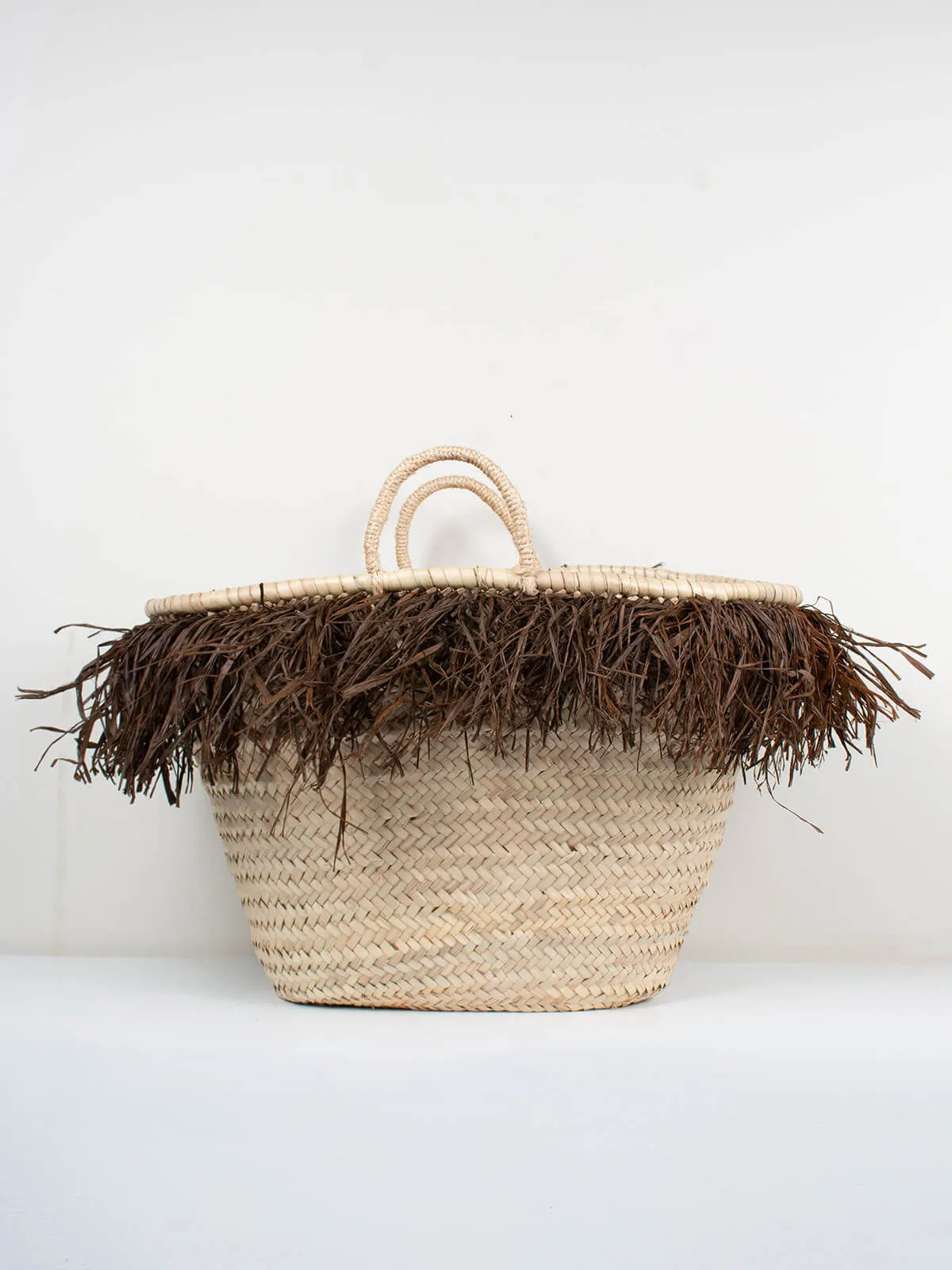 Raffia Tassel Basket, Tobacco