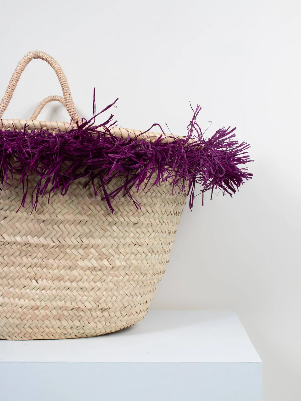 Raffia Tassel Basket, Violet