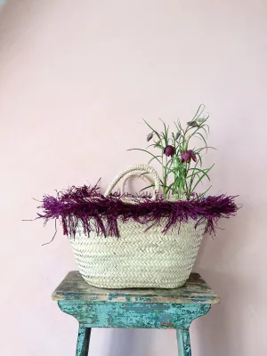 Raffia Tassel Basket, Violet