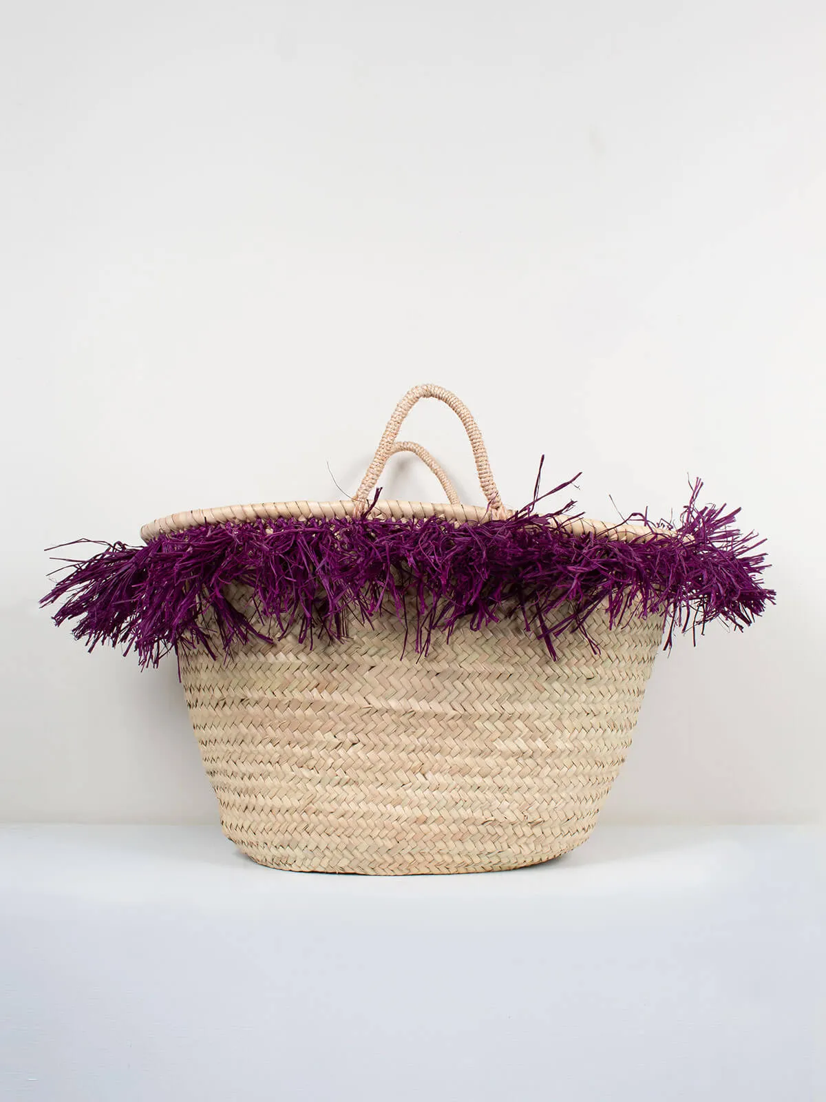 Raffia Tassel Basket, Violet