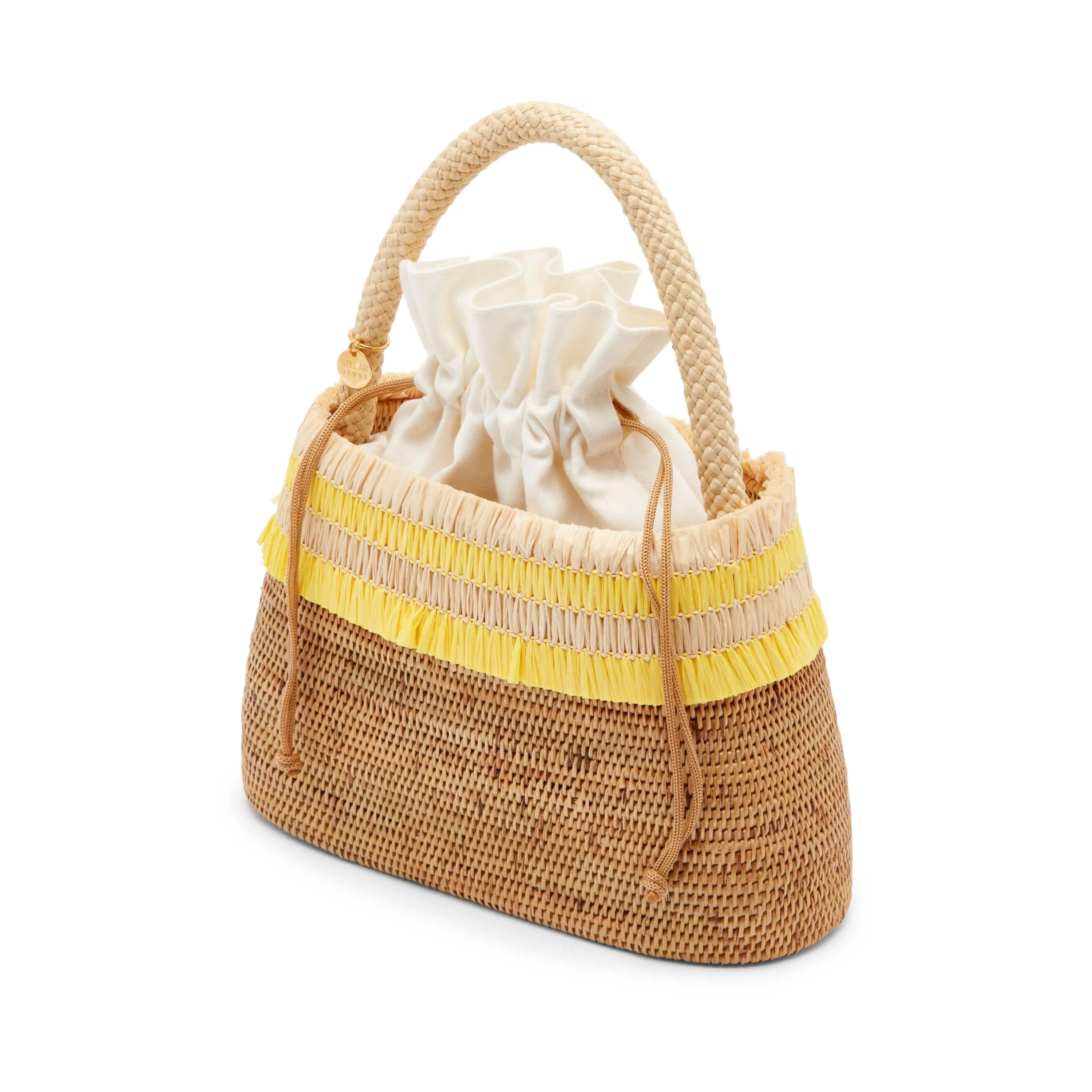 Raha Handwoven Atta Vegan Oval Handbag | Sunshine Yellow