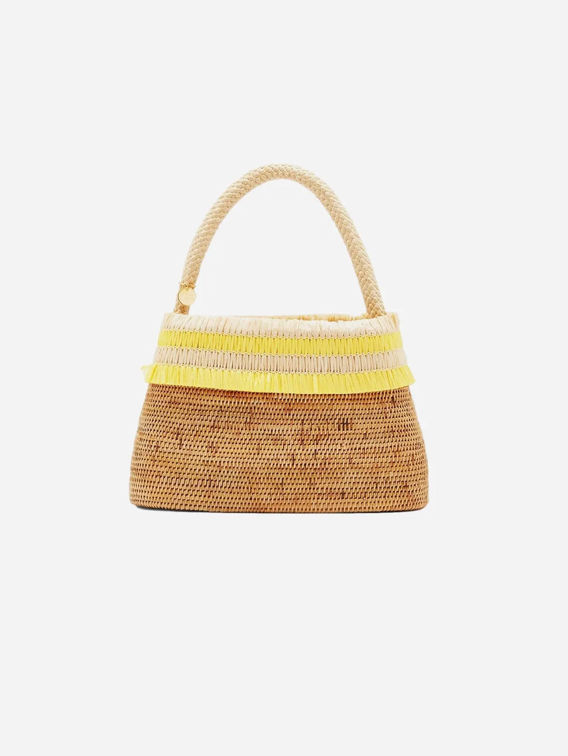 Raha Handwoven Atta Vegan Oval Handbag | Sunshine Yellow