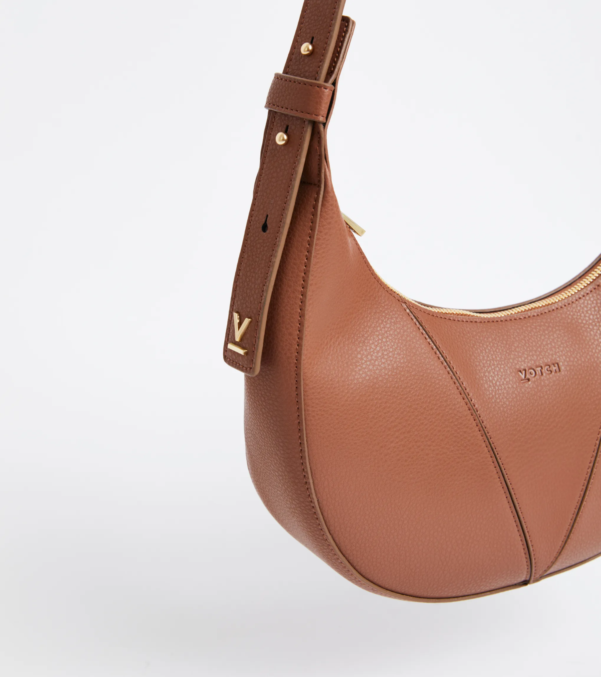 River Vegan Bio-Based Bamboo Leather Hobo Bag in Brown