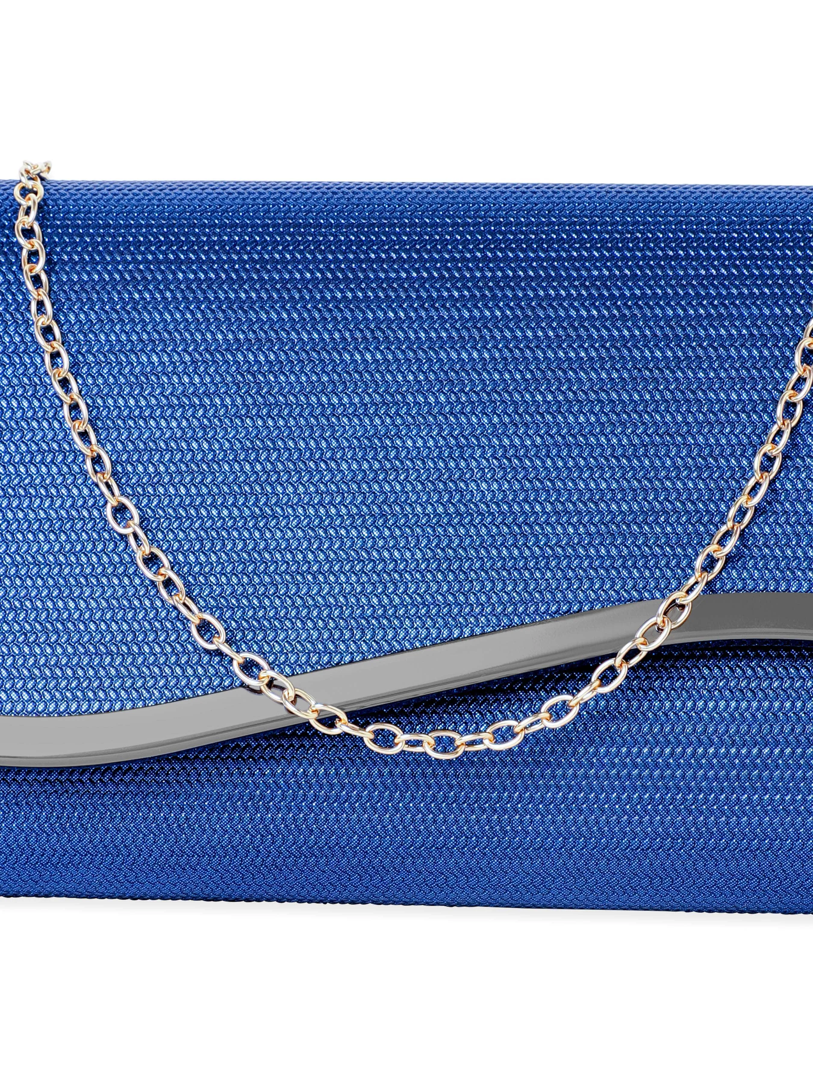 Rubans Artisanal Charm Handcrafted Blue Clutch Bag