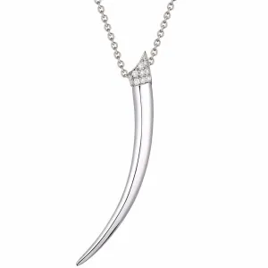 Sabre Pendant - Silver & Diamond Pavé