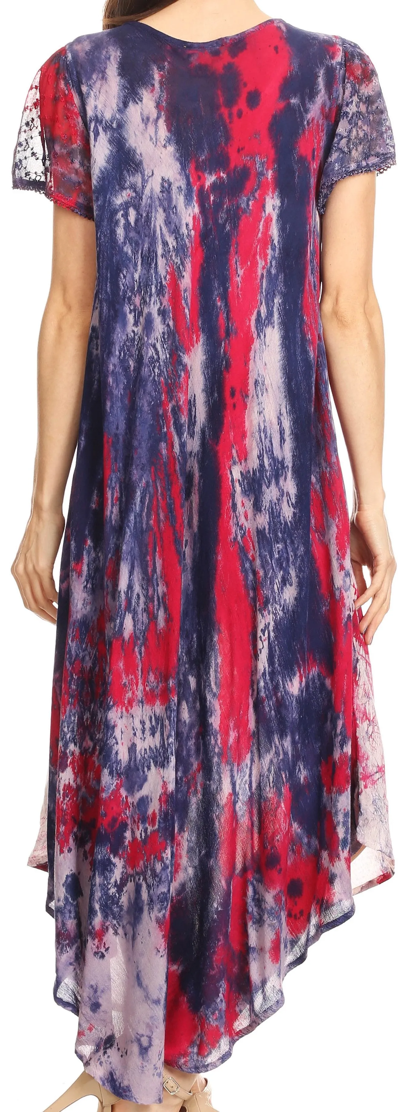 Sakkas Liliana Short Sleeve Watercolor Batik Dress/ Cover Up