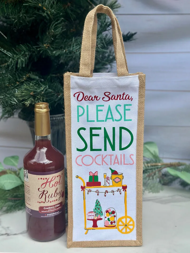 Santa Send Cocktails Wine Bag