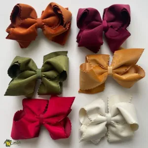 Scalloped Edge Faux Velvet Overlay bow