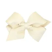 Scalloped Edge Faux Velvet Overlay bow