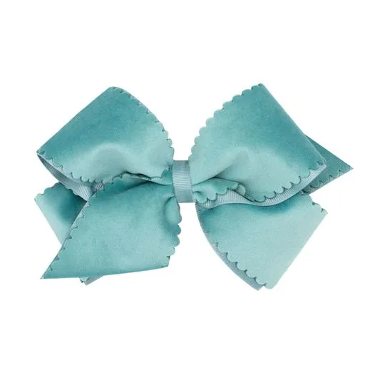 Scalloped Edge Faux Velvet Overlay bow