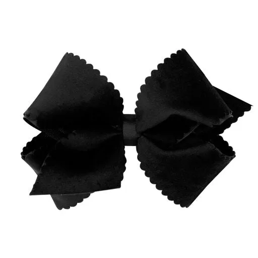 Scalloped Edge Faux Velvet Overlay bow