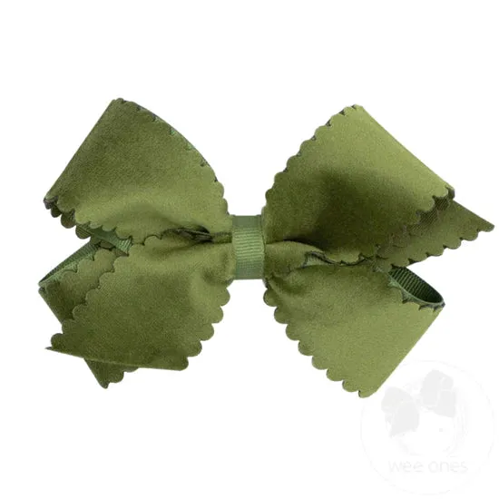 Scalloped Edge Faux Velvet Overlay bow