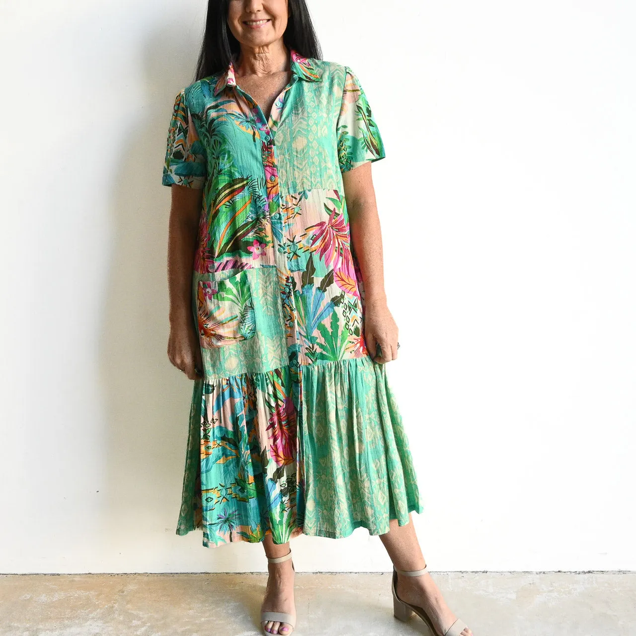 Short Sleeve Shirt Dress by Orientique Australia - Hanalei - 91001