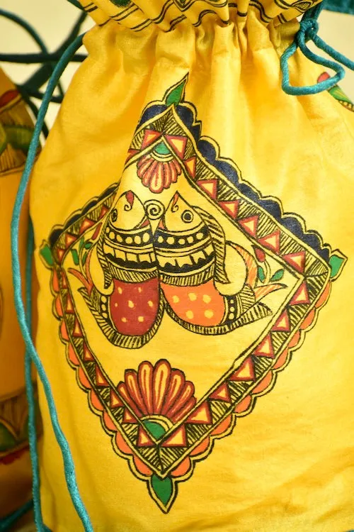 Silk Handpainted Madhubani Potli