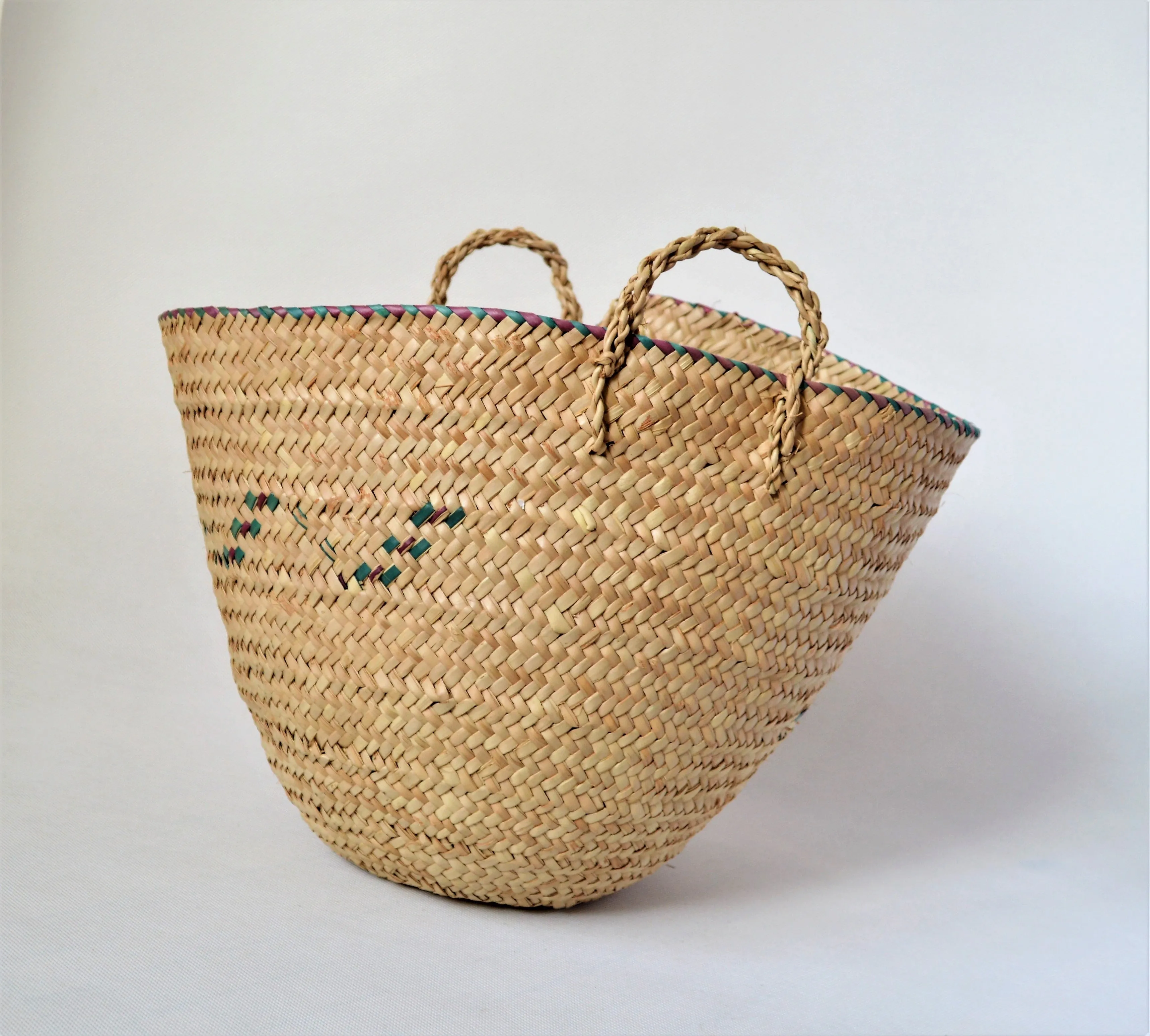 Simple straw basket made from doum palm leaves (Egypt made)