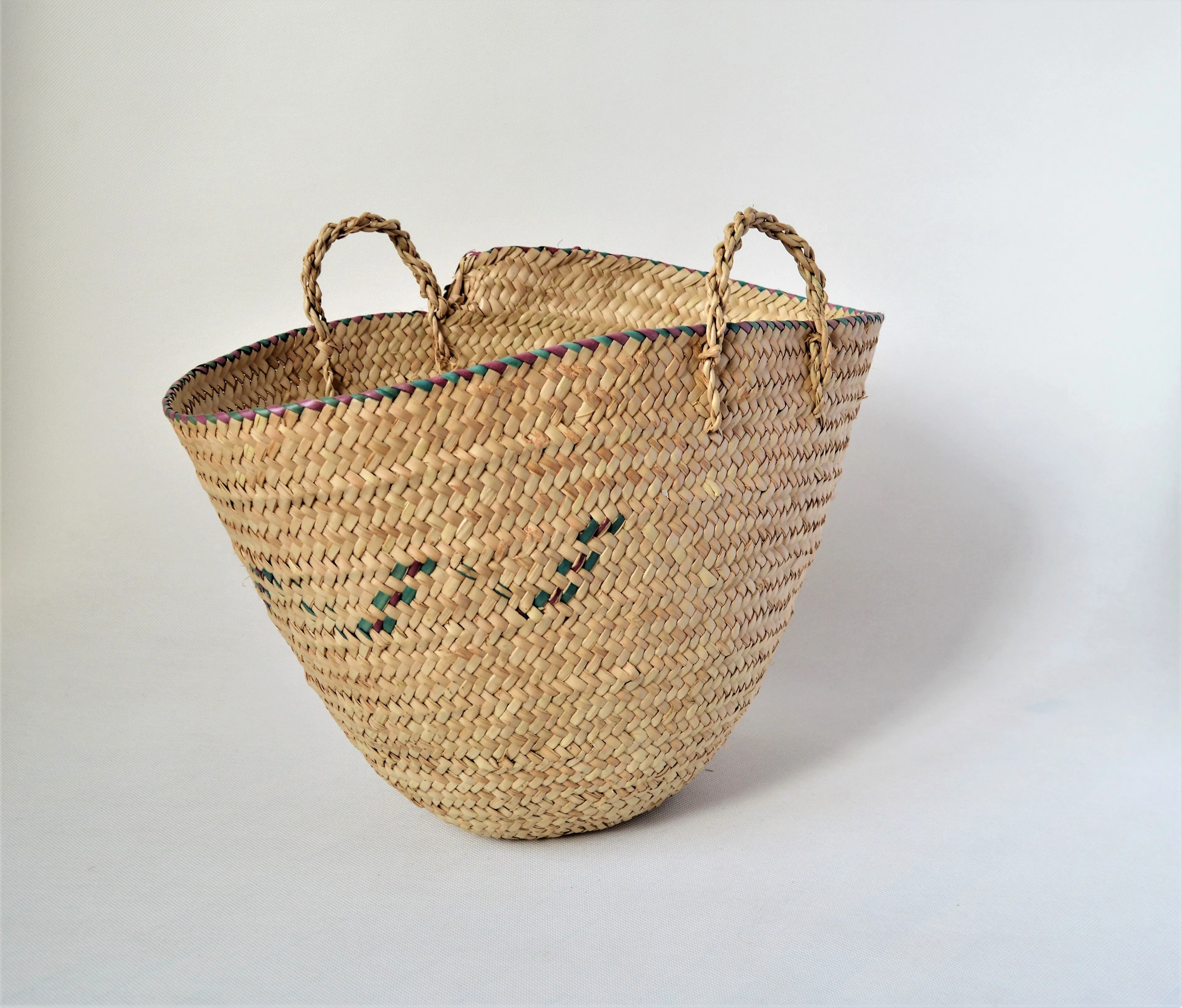 Simple straw basket made from doum palm leaves (Egypt made)