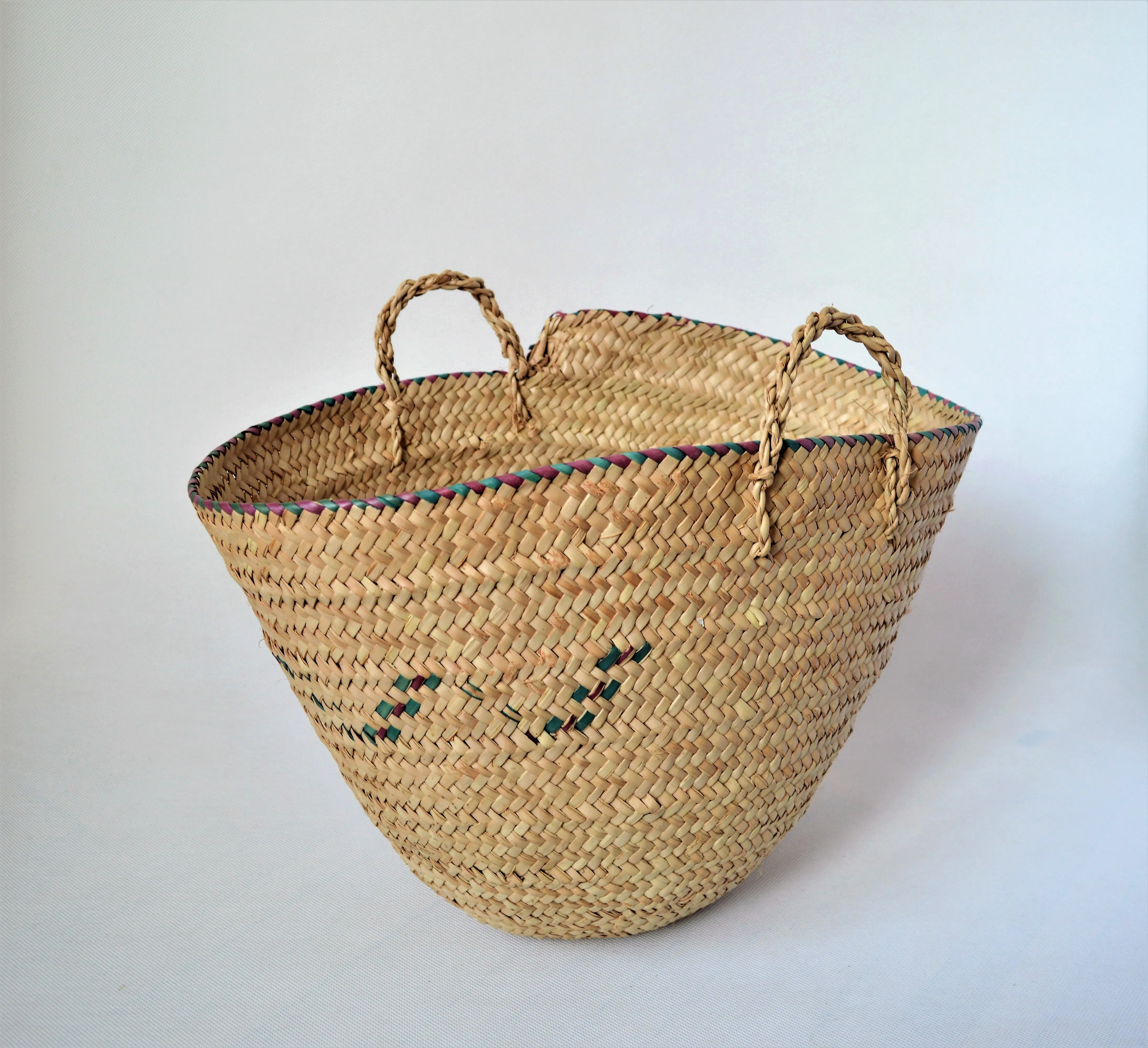 Simple straw basket made from doum palm leaves (Egypt made)