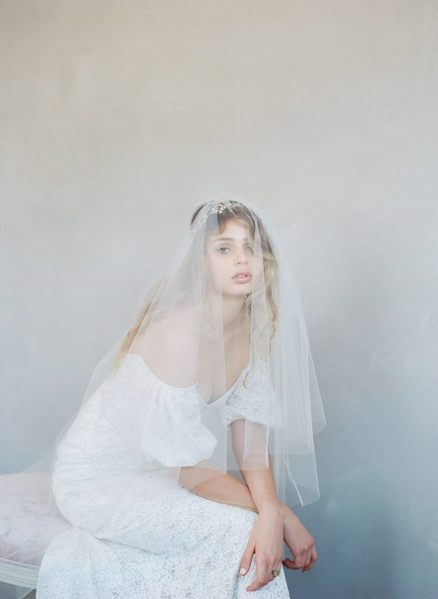 Simple subtle lift veil with blusher - Style #785