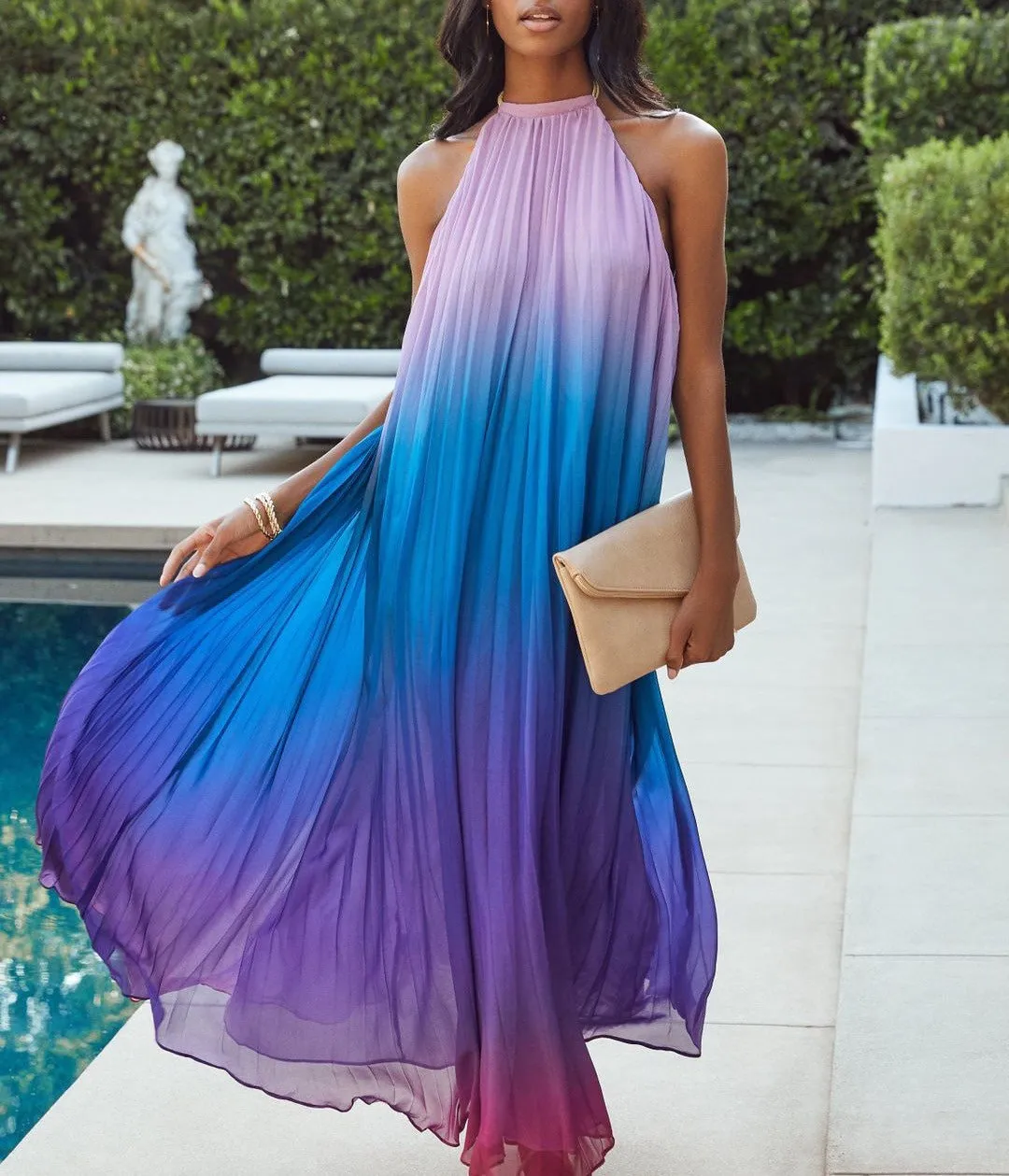 spin maxi halter Bonfire Ombré yellow pink coral red purple gradient / Ocean Ombré lavender lilac violet royal blue magenta beach DRESS S-XL