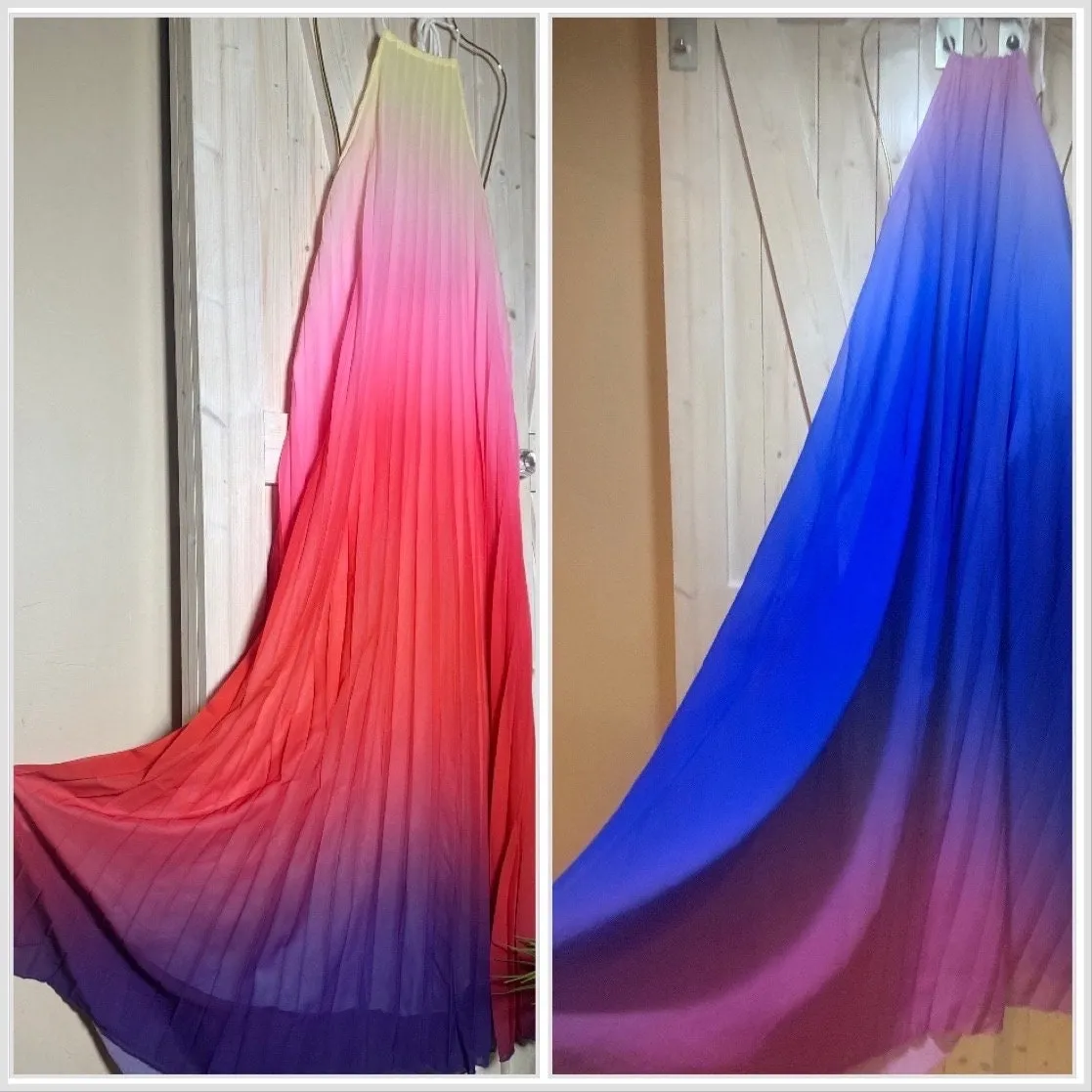 spin maxi halter dress S - XL: Ocean Ombré lavender lilac violet royal blue magenta gradient or Bonfire Ombré yellow pink coral red purple