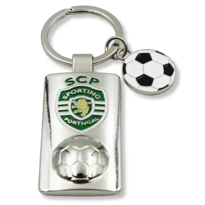 Sporting CP Metal Keychain with Embossed Club Crest and Soccer Ball Charm